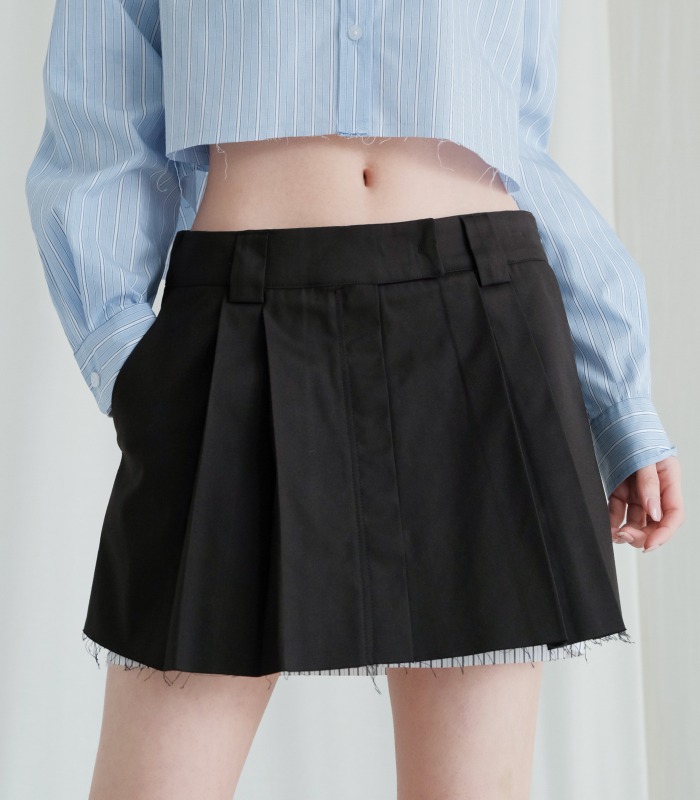 layered low-rise mini skirt BLACK