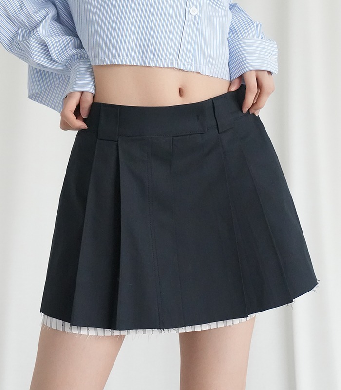 layered low-rise mini skirt NAVY
