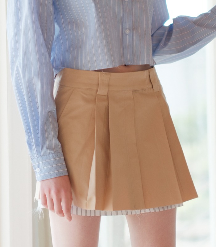 layered low-rise mini skirt BEIGE