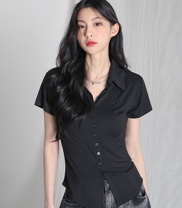 Sopy Collar Short-Sleeve BLACK